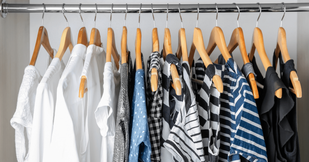 hang clothes in a storage unit