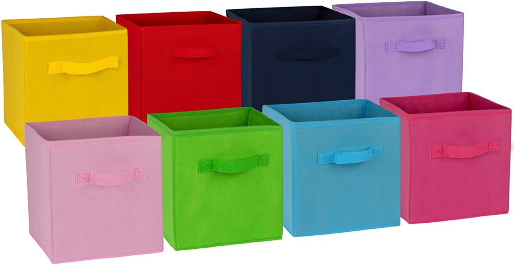 Use color coded containers to make it easier to find specific product types. 